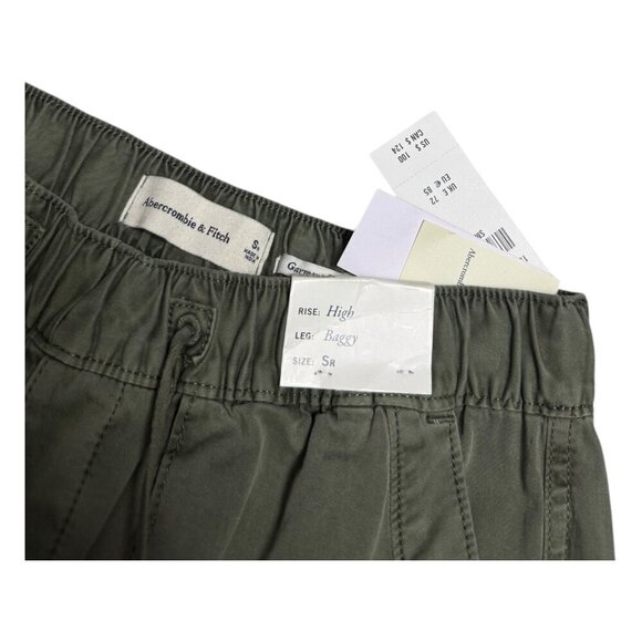ABERCROMBIE & FITCH High Rise BAGGY Army Green Cargo Wide Leg Pants NWT Womens S - Picture 5 of 8